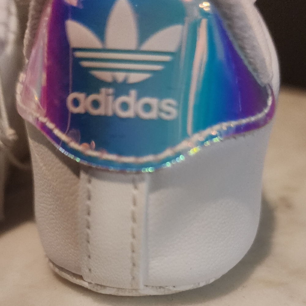 Adidas Superstar Crib Pre Walker baby girl shoes in white Iridescent - Picture 7 of 12